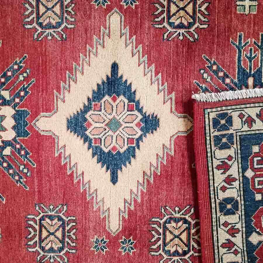 TRIBAL tradizionale Afgan Kazak orienl Tappeto 5.11X4.2 FT 182X127cms Tappeto fatto a mano 